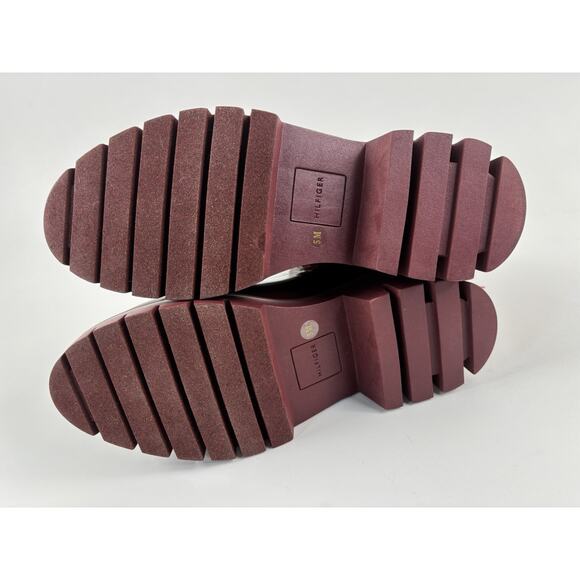 Tommy Hilfiger Women's Dipit Chelsea Rain Boots Dark Red Lug Sole Size 5 - Picture 11 of 12